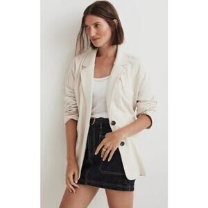 Madewell Rumpled Terry Blazer 99% Cotton Blend Cream Off White Size Medium